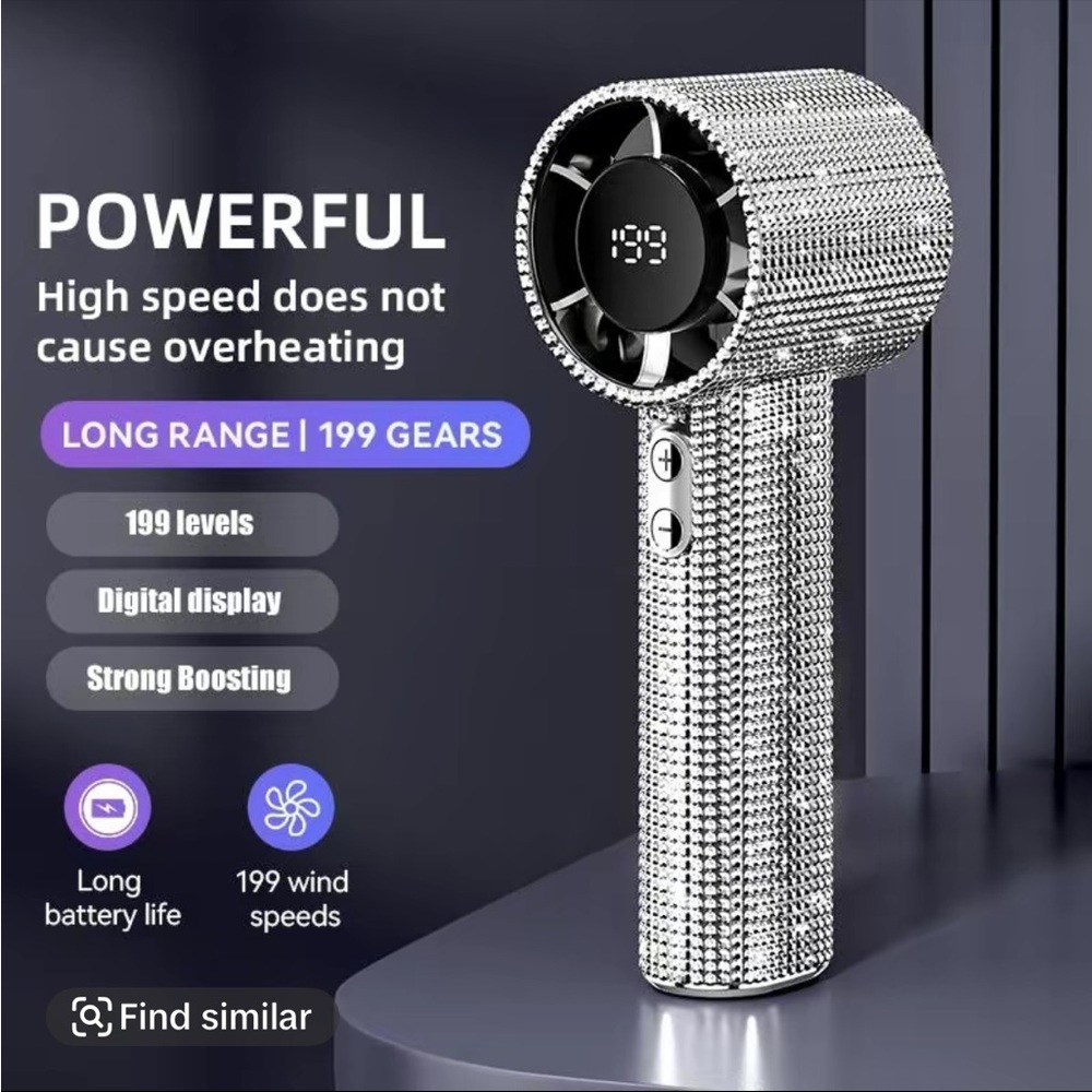 Rhinestone Portable 4-Speed cooling fan - Picture 3 of 5